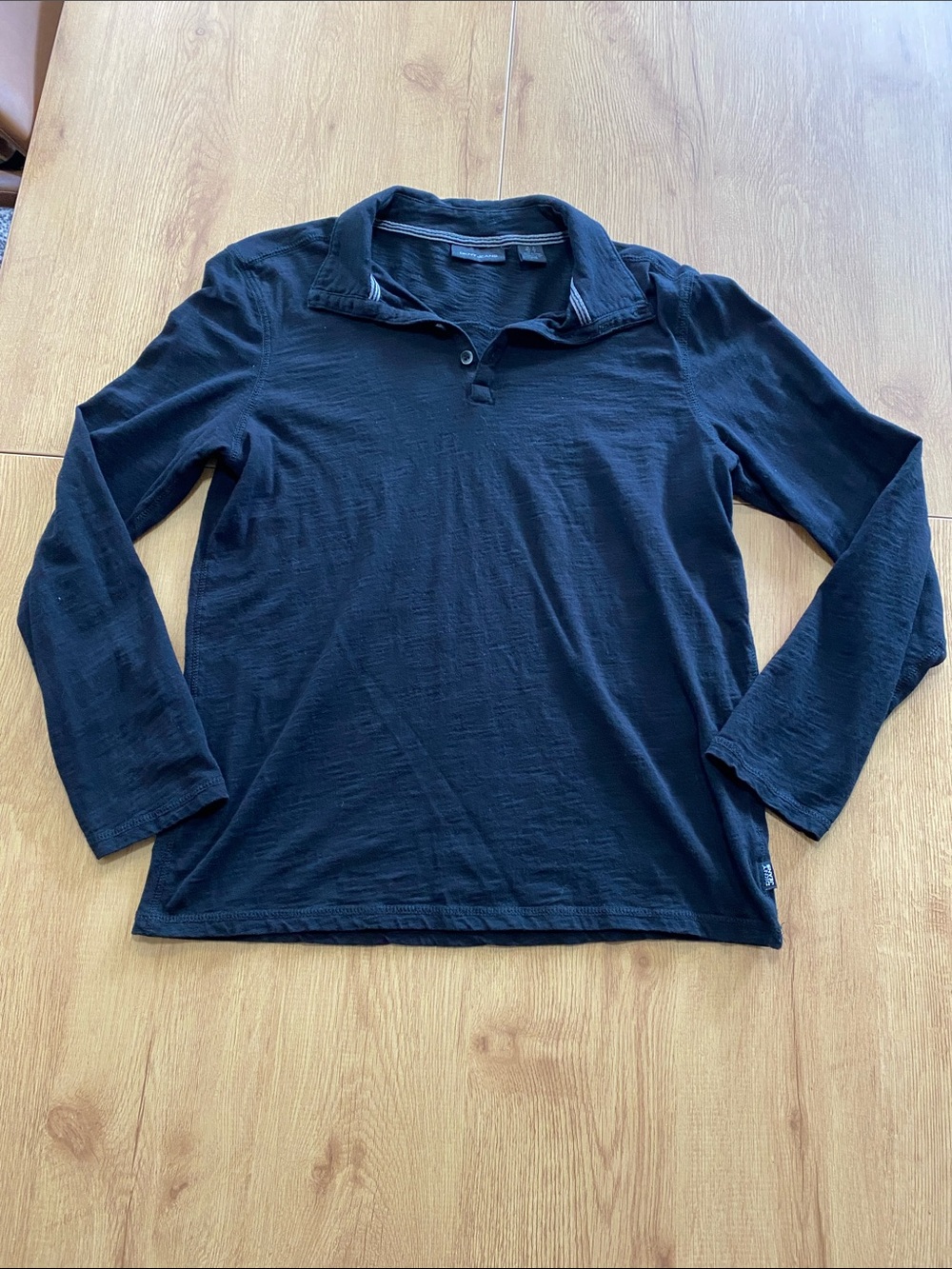 DKNY Black Long-Sleeve Polo Shirt